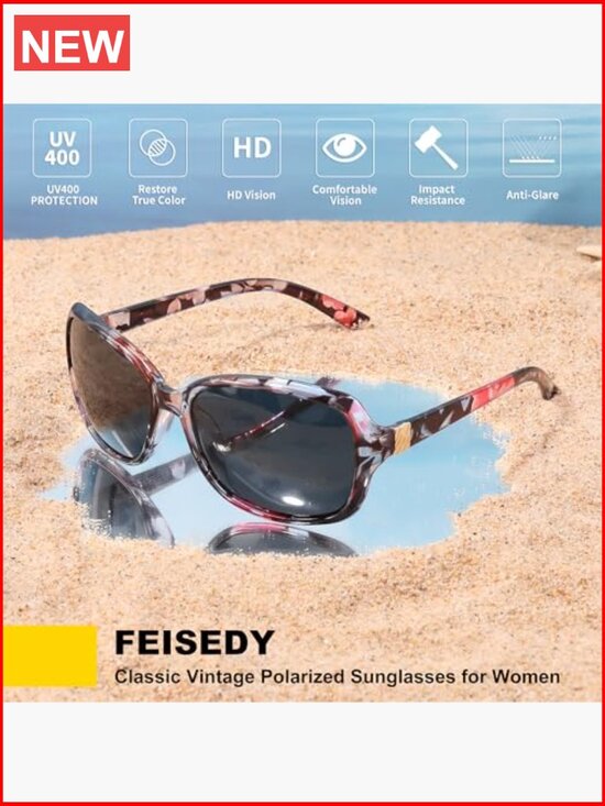 Vintage Square Wraparound Polarized UV400 Protection Sunglasses